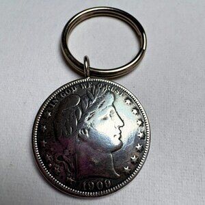 Made From Coins Barber Half Dollar Keyring – Handcrafted Artisan Design – NWOT